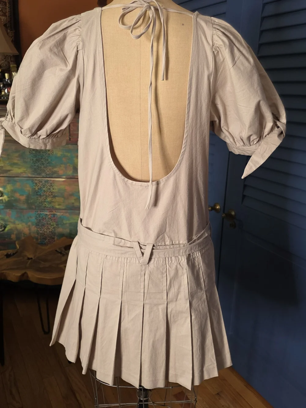 Free People Girls Cream Pleated Dress with Tie Belt